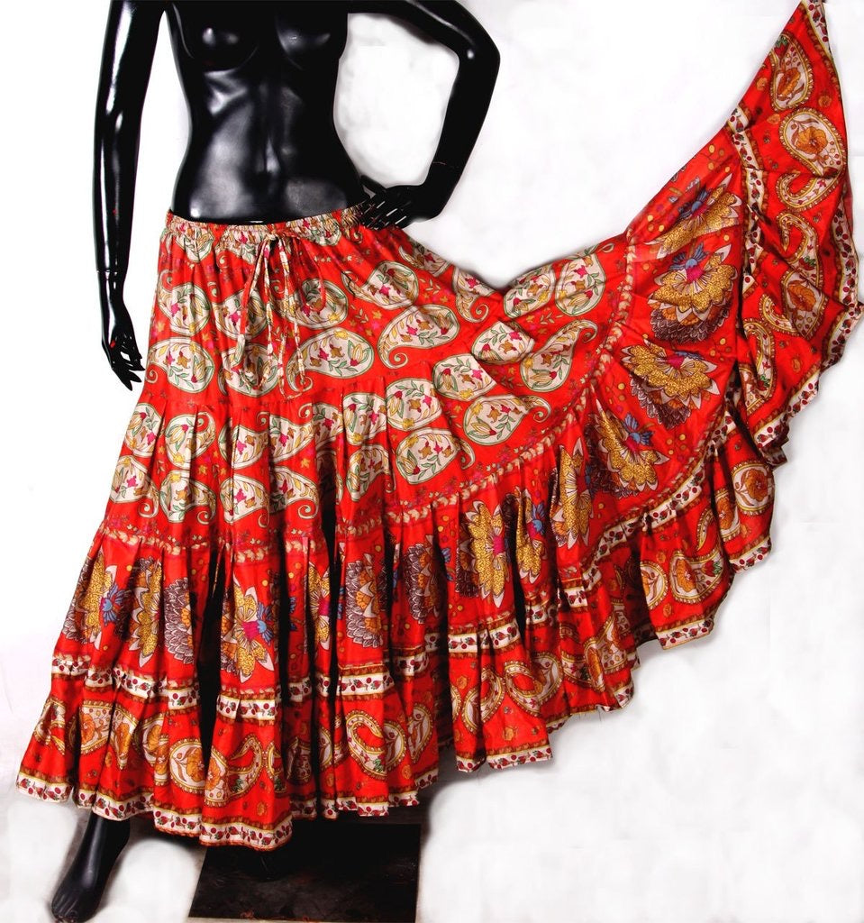 Digital Printed Skirt orange paisley WLS