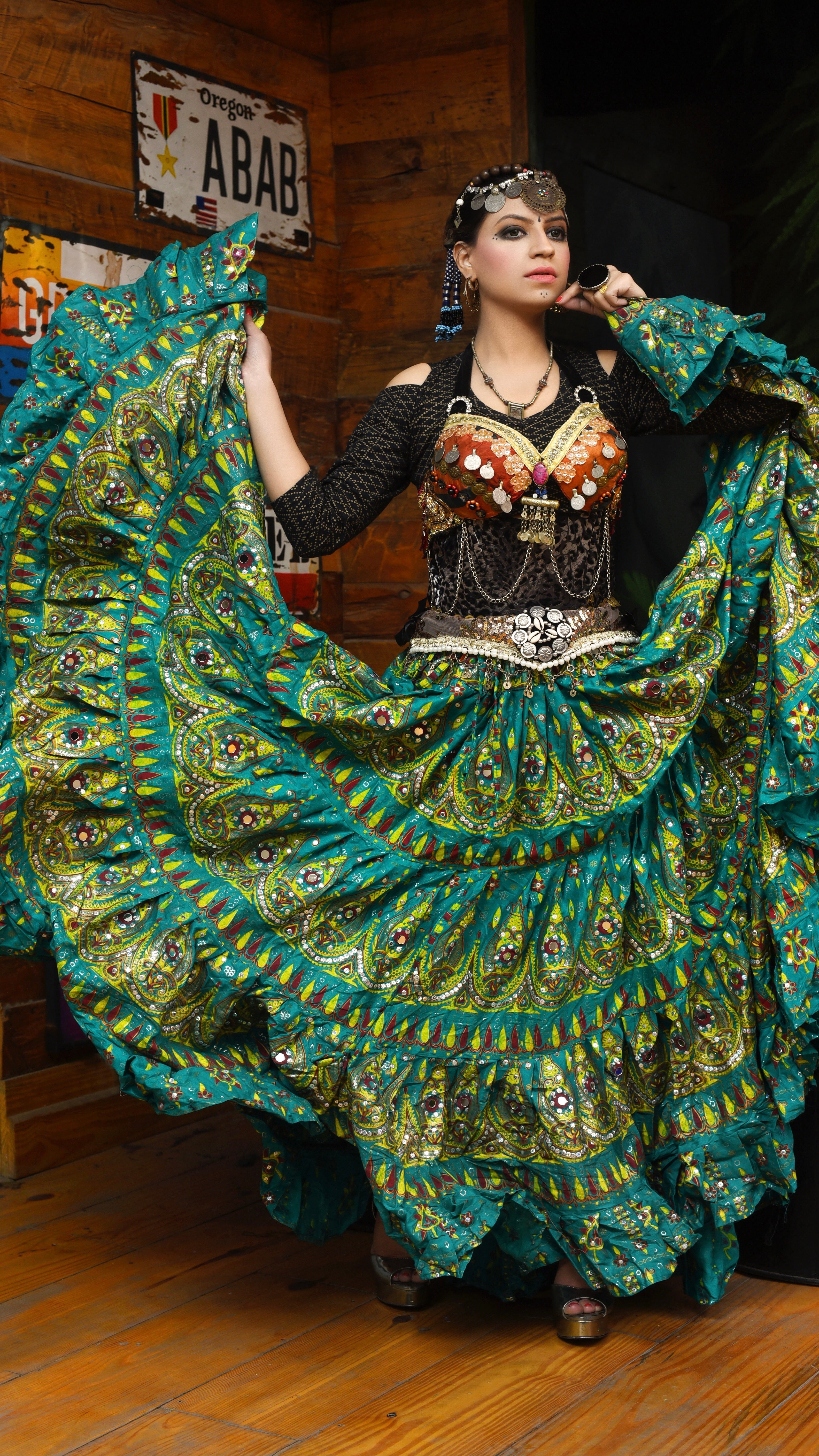 Block print skirt seagreen beauty WLS