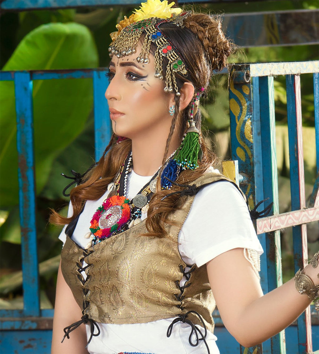 Banarsi Choli Vest ivory/gold WS