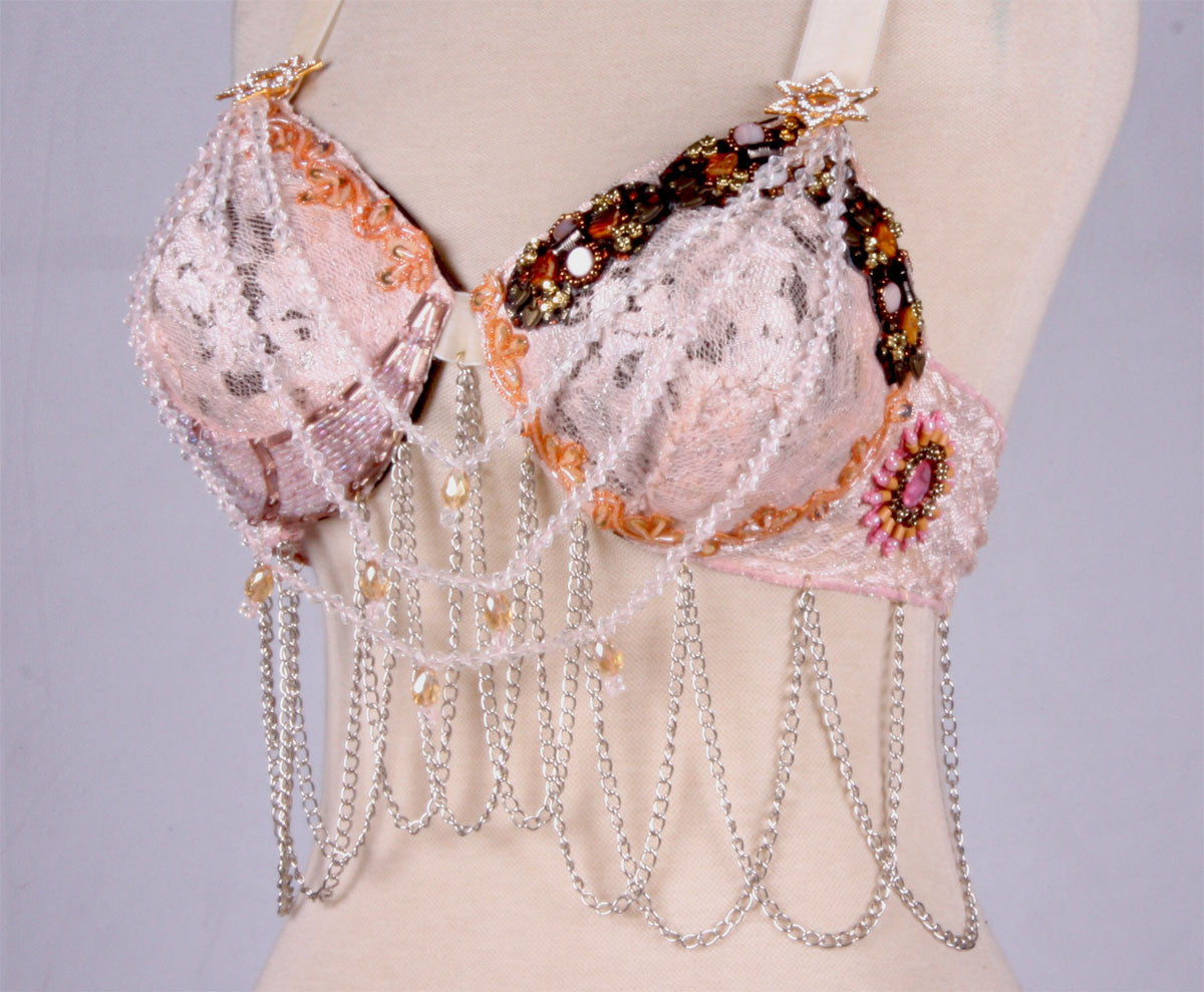 Light Pink Lace Bra Belt Set