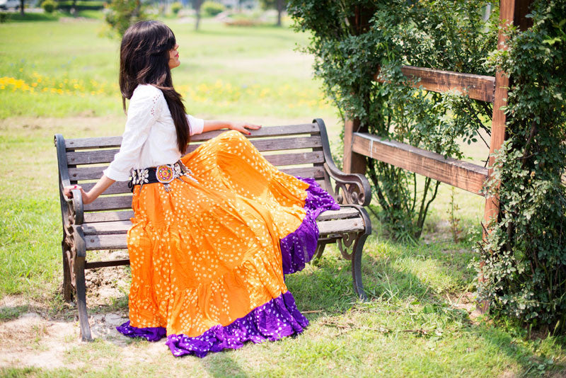 Jaipur white dot Skirt orange/purple WLS