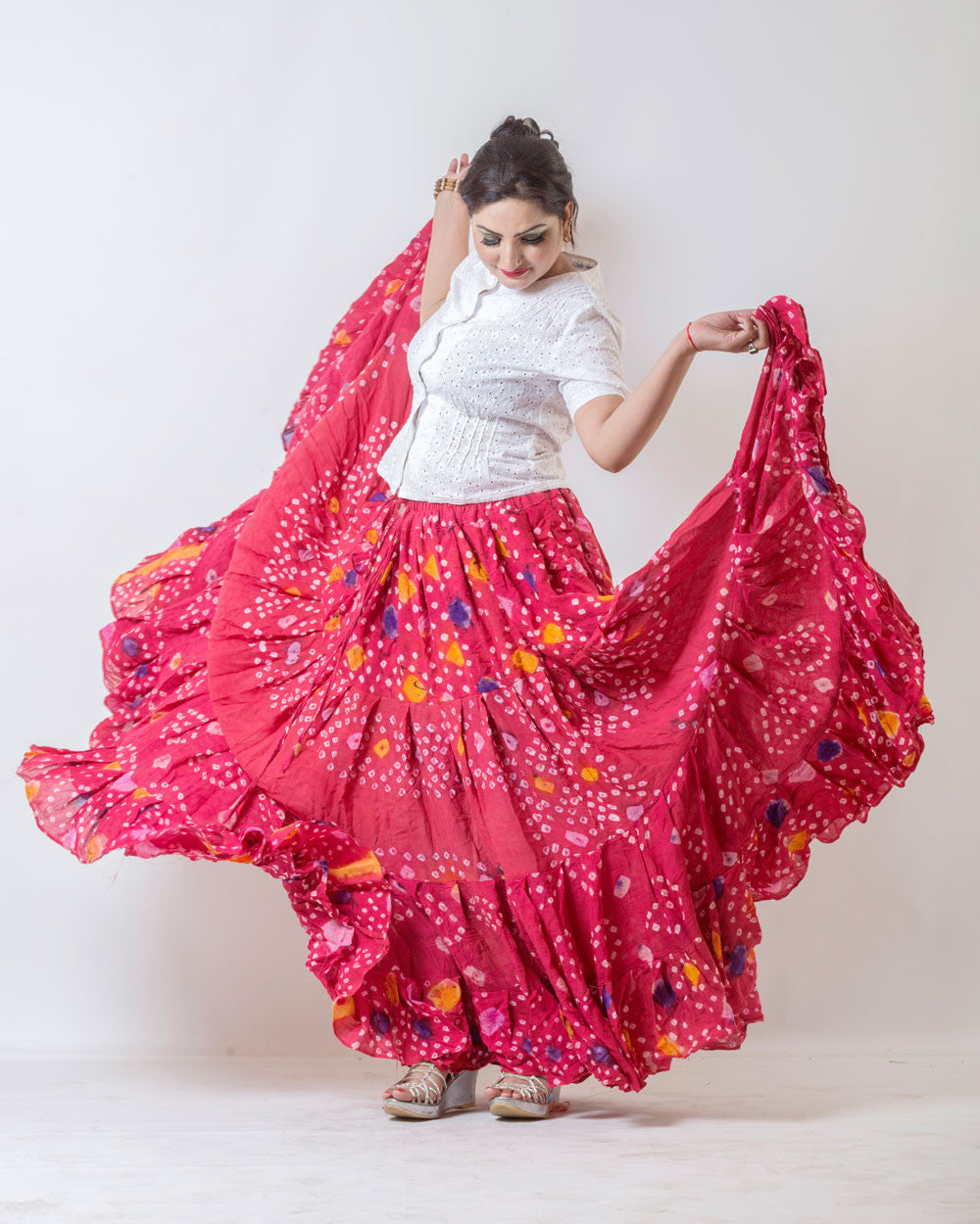 Jaipur multi dot skirt pink WLS