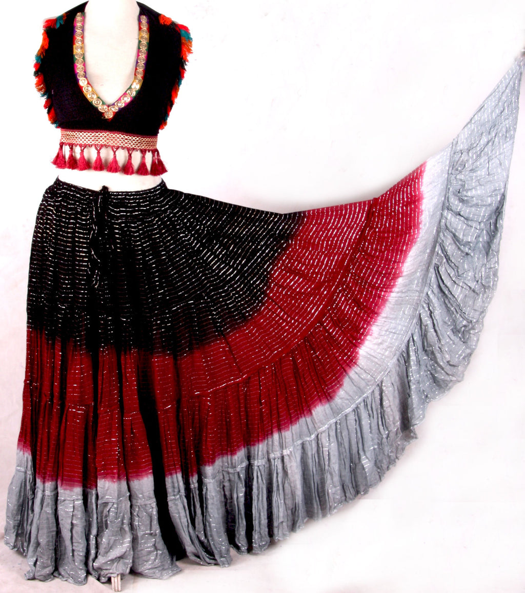 Lurex 3Tone Skirt Black/Burgundy/Grey WLS