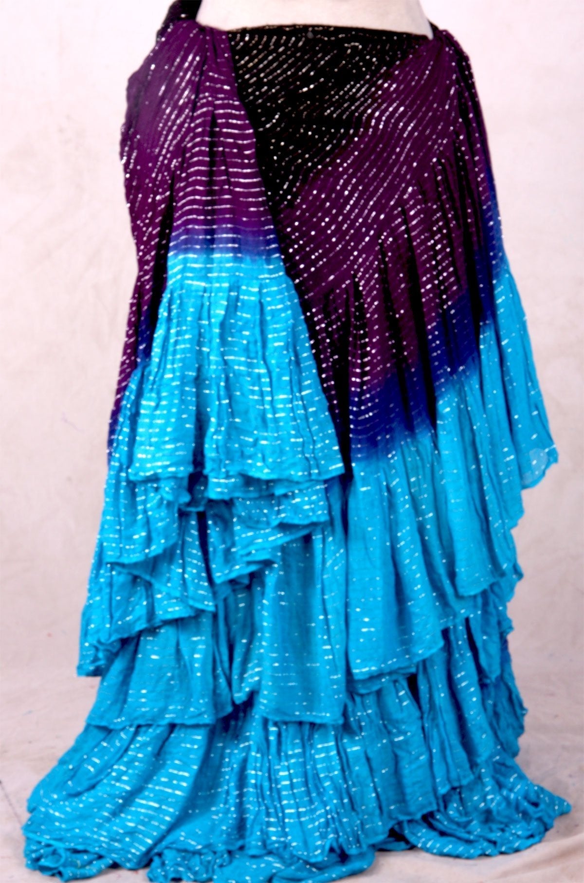 Lurex 3Tone Skirt Black/Purple/Turquoise WLS