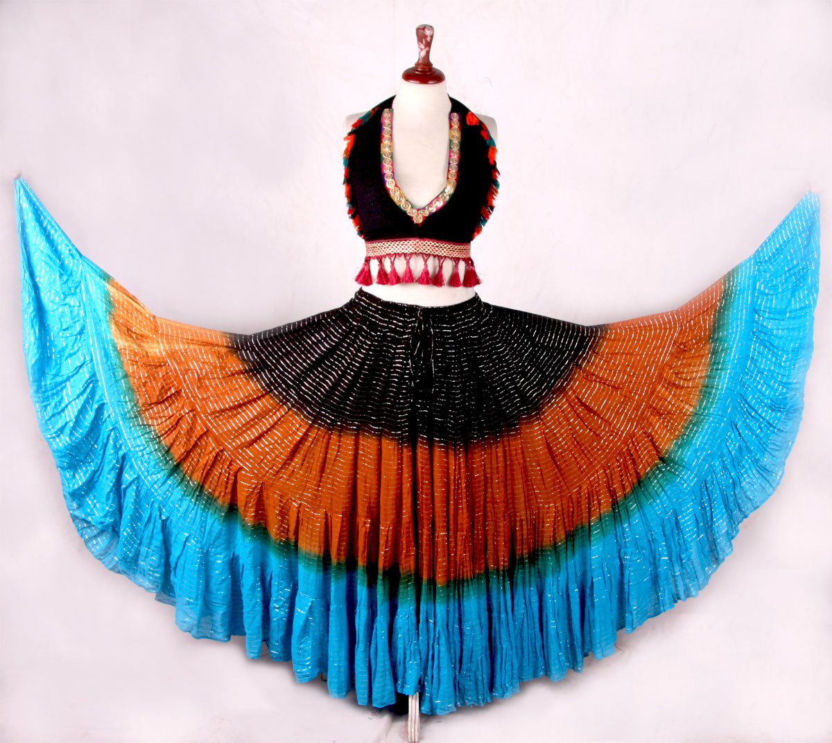 Lurex 3Tone Skirt Black/Gold/Turquoise WLS