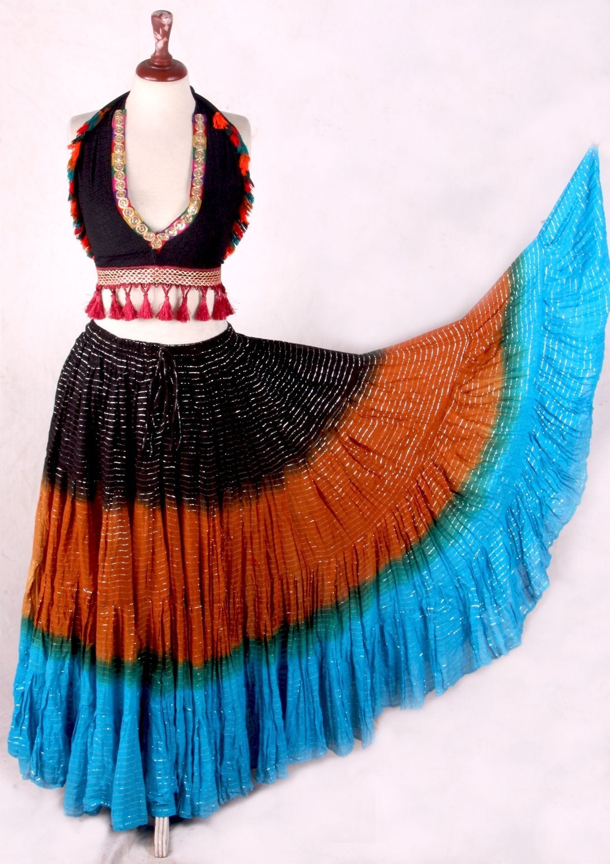 Lurex 3Tone Skirt Black/Gold/Turquoise WLS