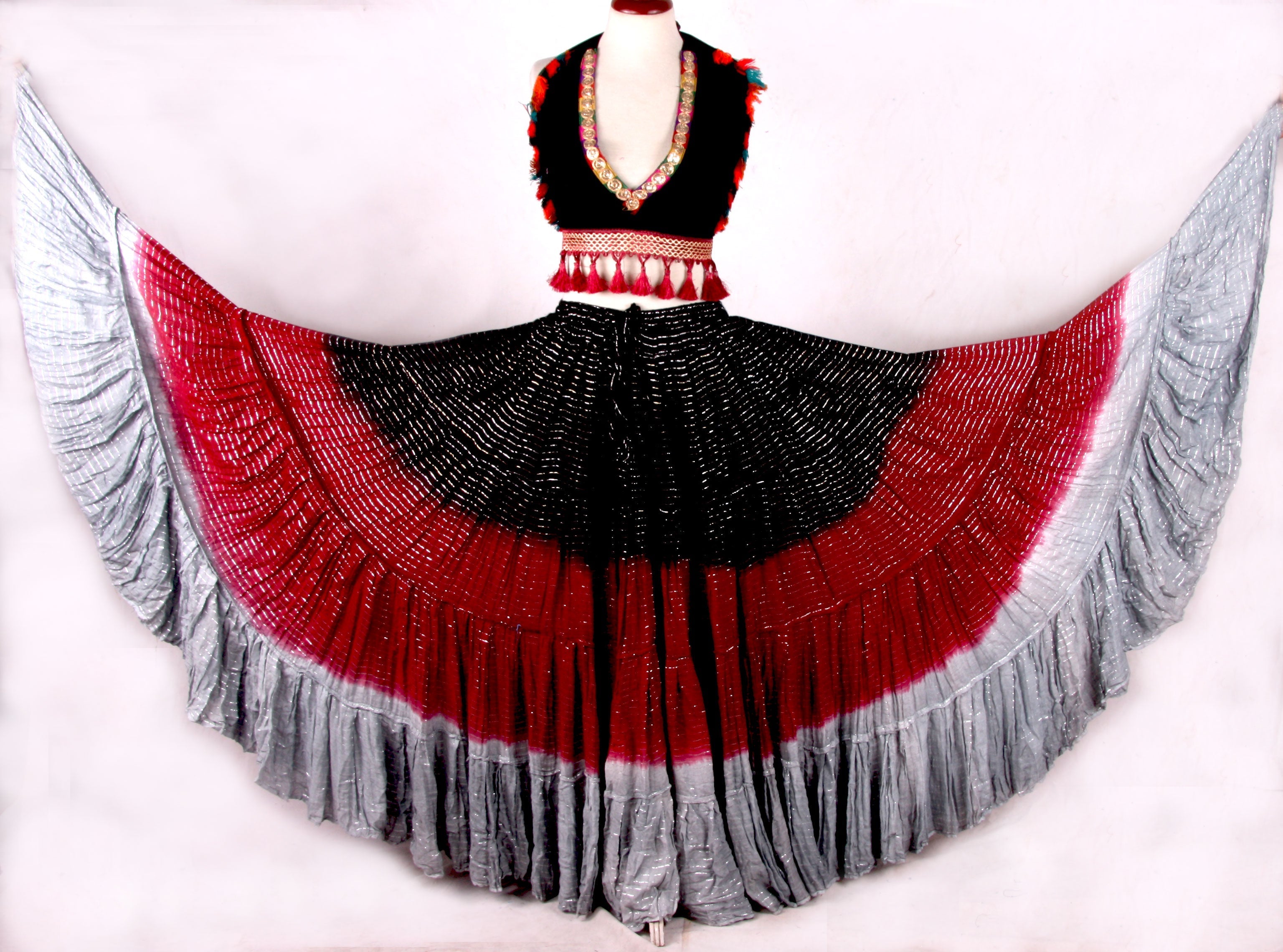 Lurex 3Tone Skirt Black/Burgundy/Grey WLS