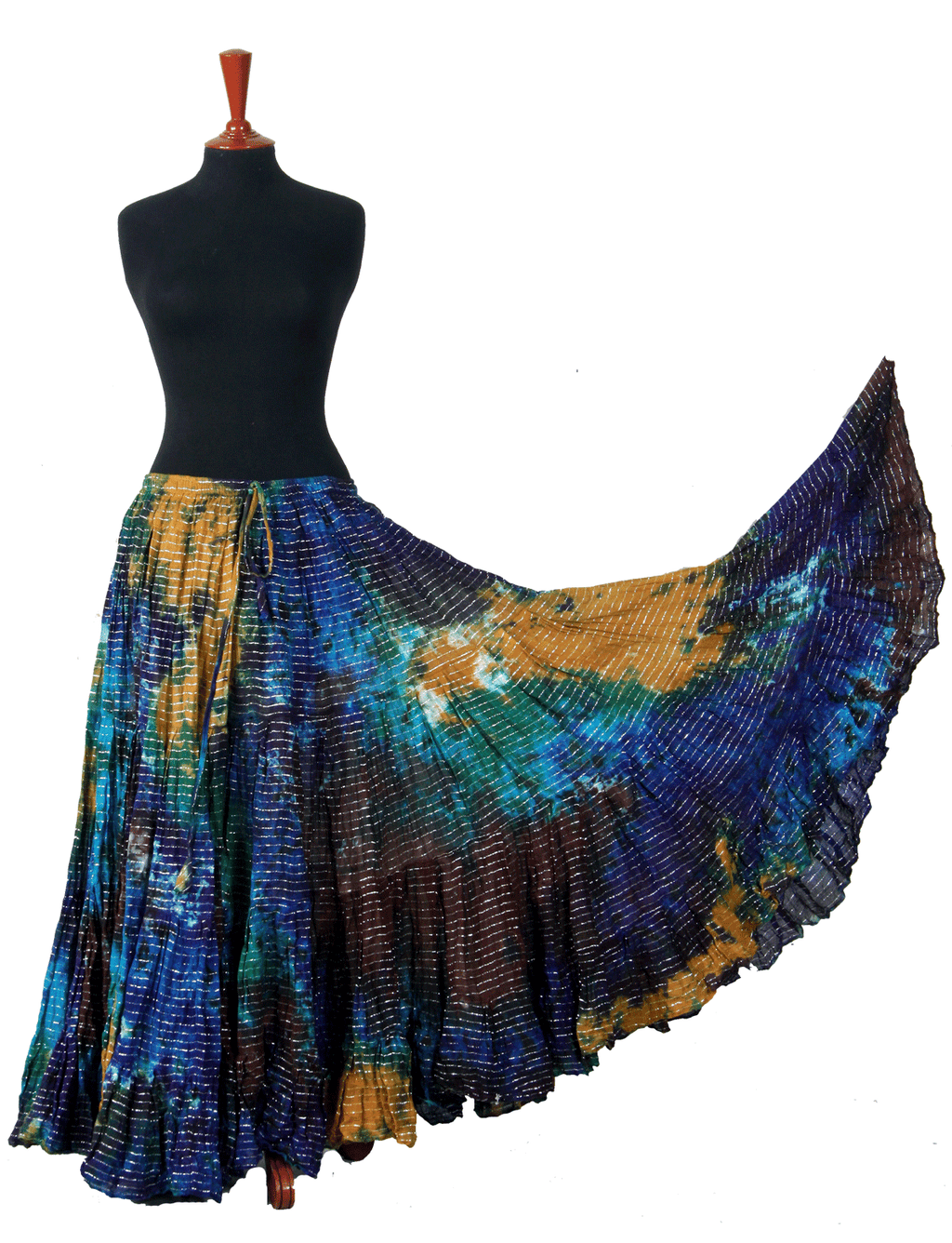 Lurex Marble Tye Dyed Batik skirt Gold, blue,turquoise WLS