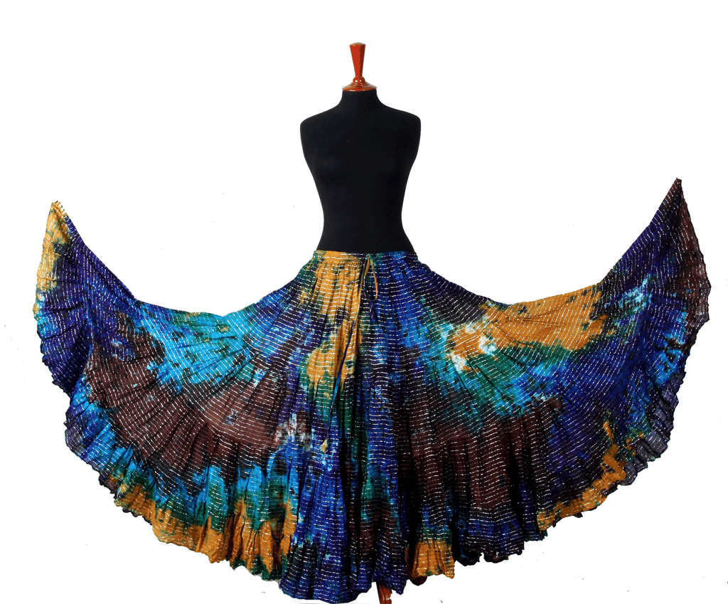 Lurex Marble Tye Dyed Batik skirt Gold, blue,turquoise WLS