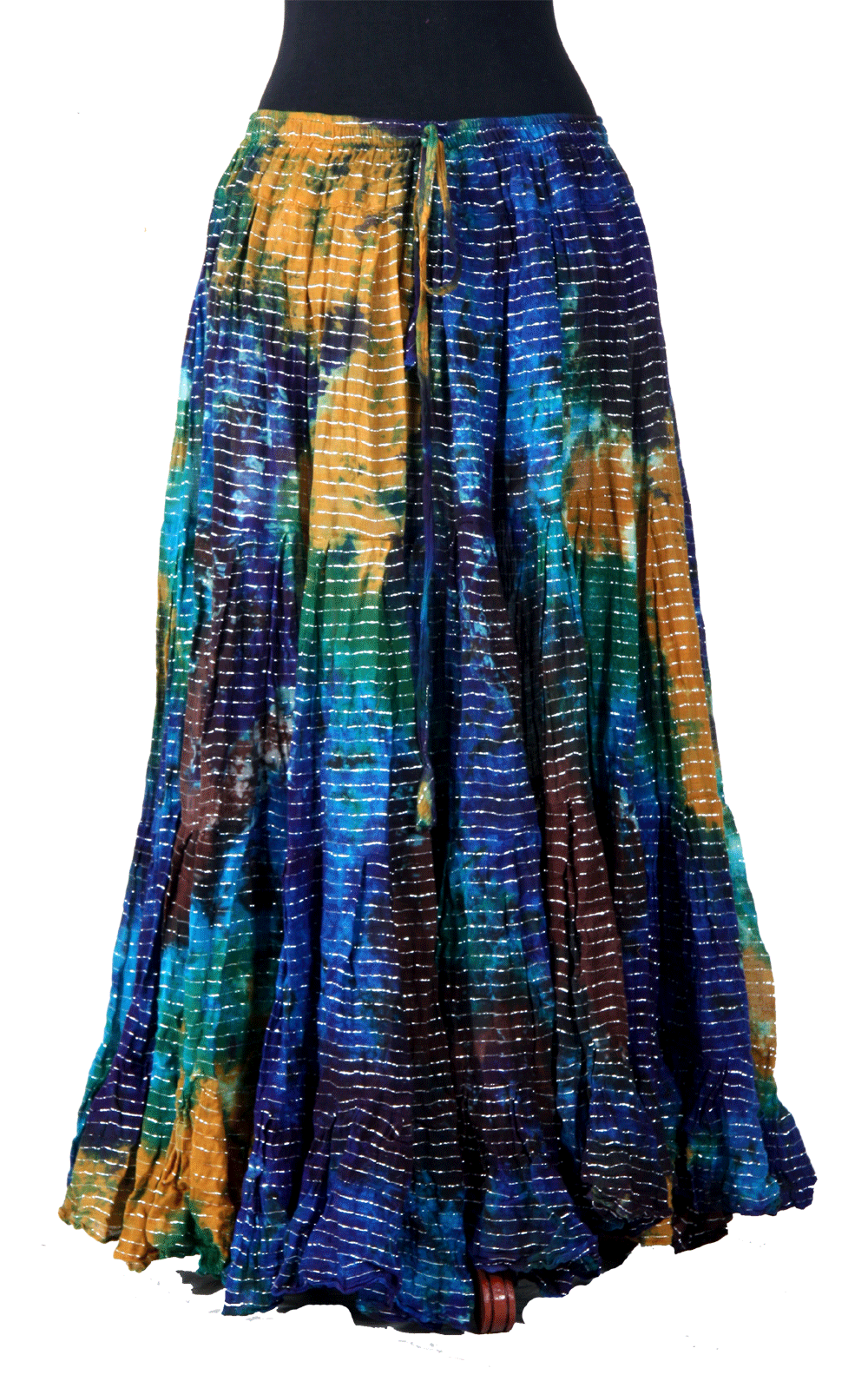 Lurex Marble Tye Dyed Batik skirt Gold, blue,turquoise WLS