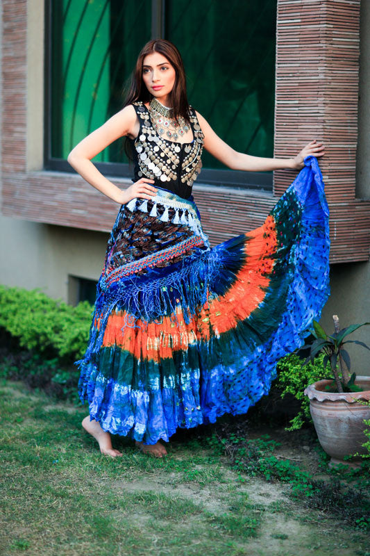 Senoritas skirt orange blue
