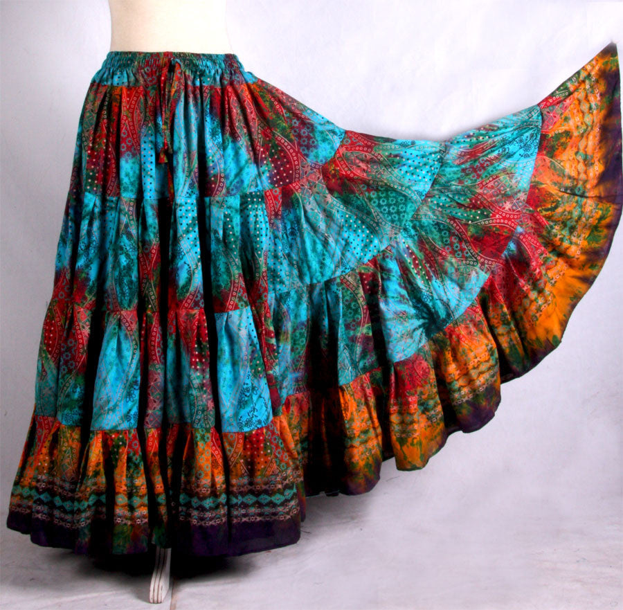 Printed Skirt Turqouise/Brown