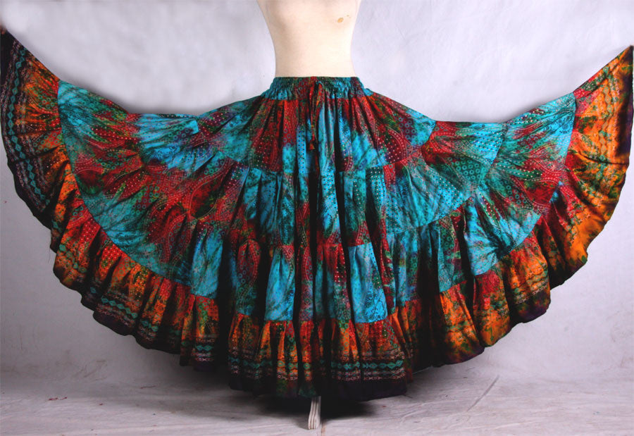Printed Skirt Turqouise/Brown