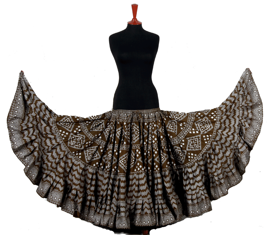 Block print assuit skirt olive/silver in polyester WLS