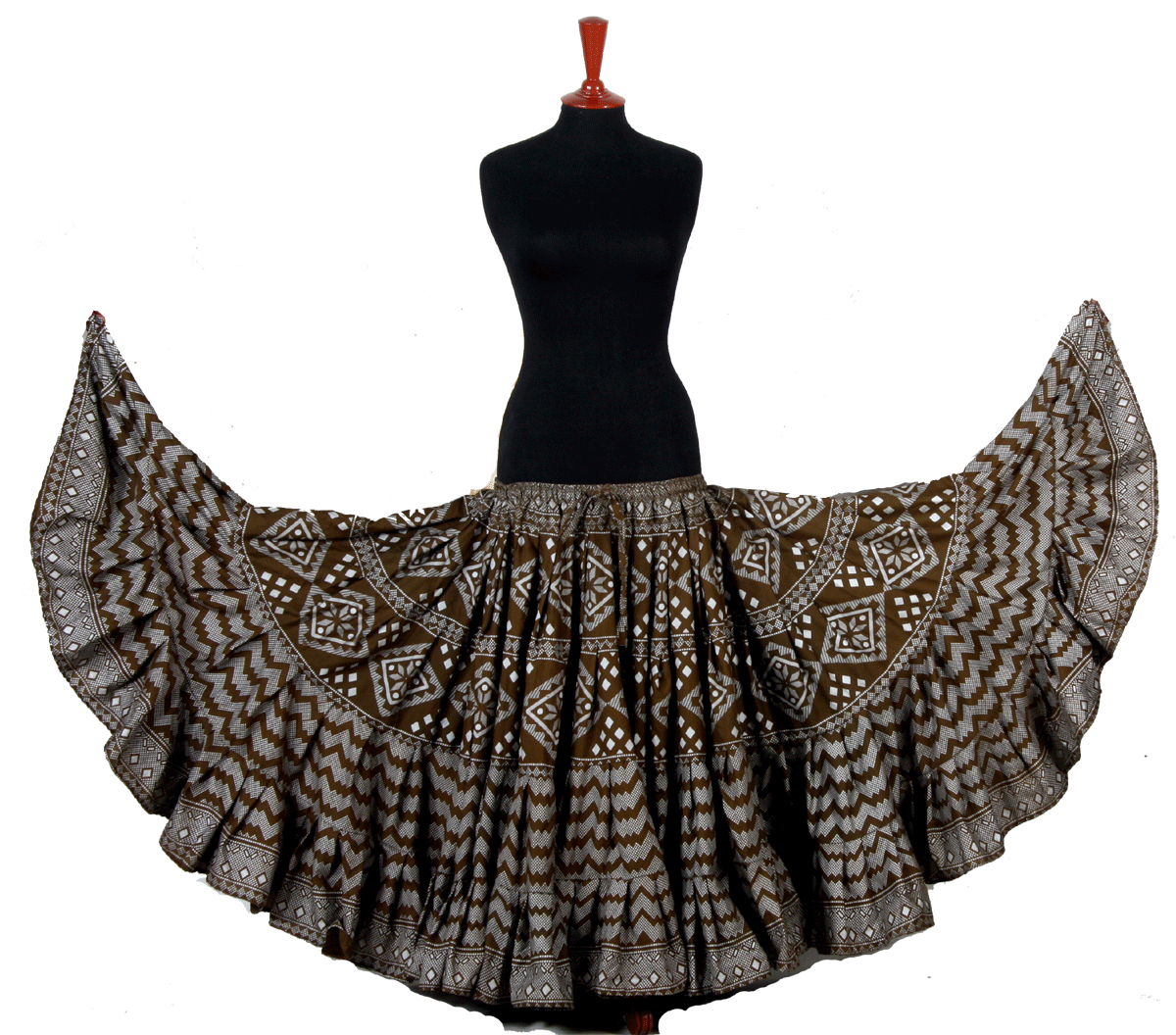 Block print assuit skirt olive/silver in polyester WLS