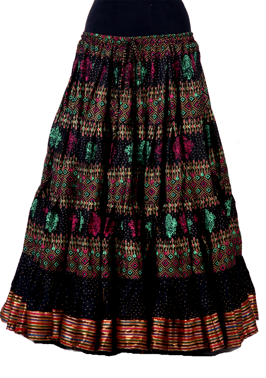 Block print skirt Maleficient with Padma border WLS