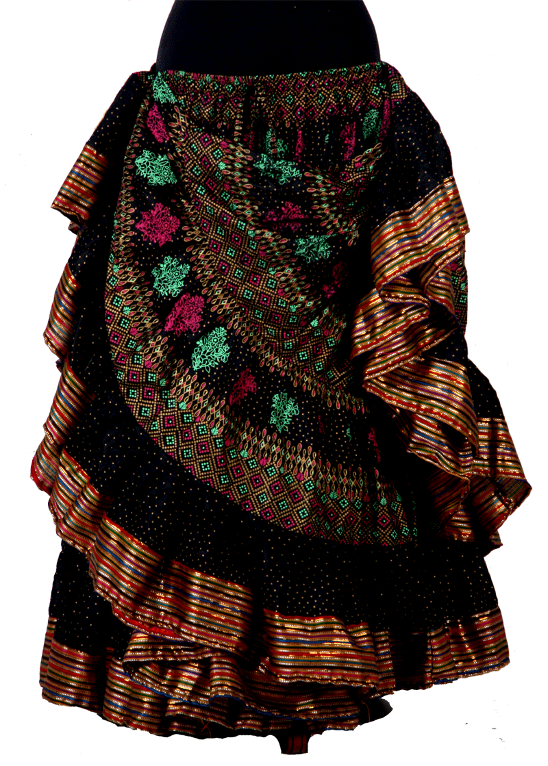 Block print skirt Maleficient with Padma border WLS