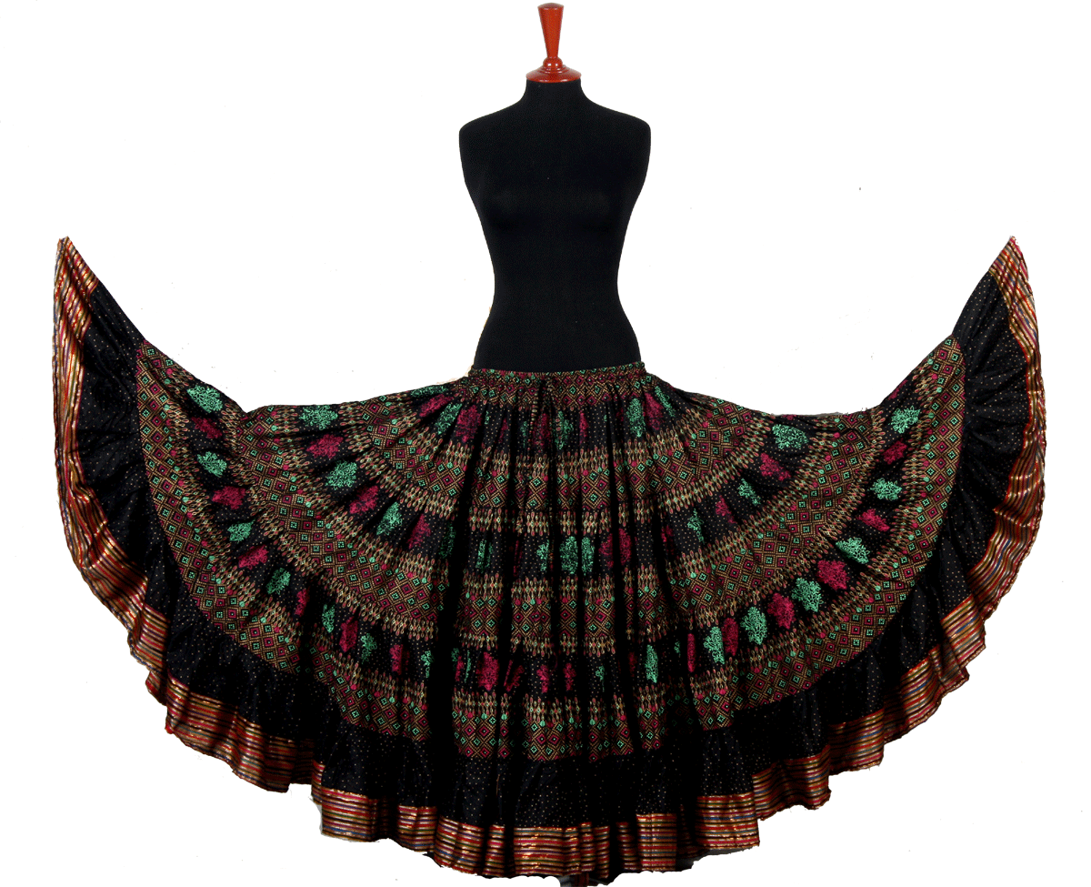 Block print skirt Maleficient with Padma border WLS