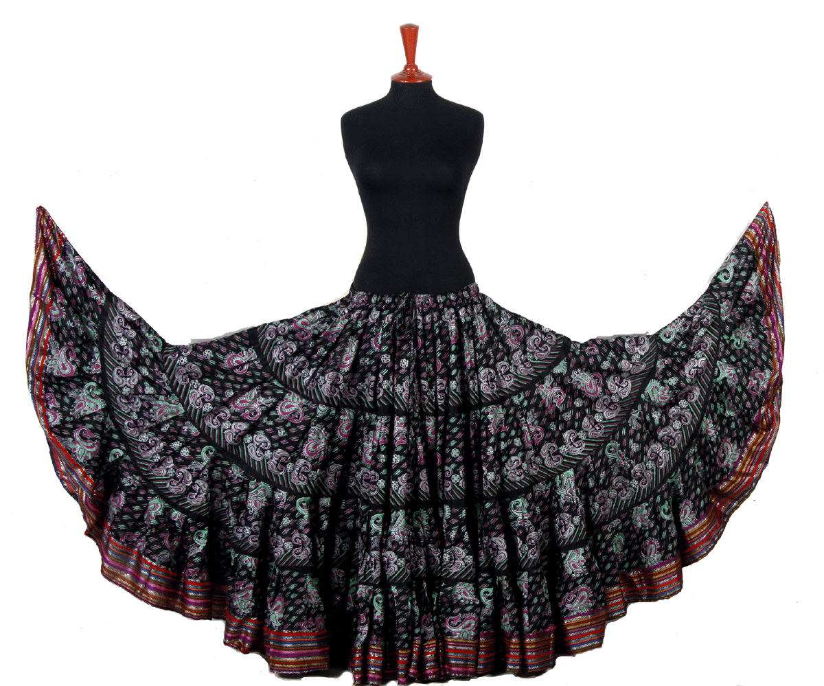 Block print funky paisley skirt with Padma border