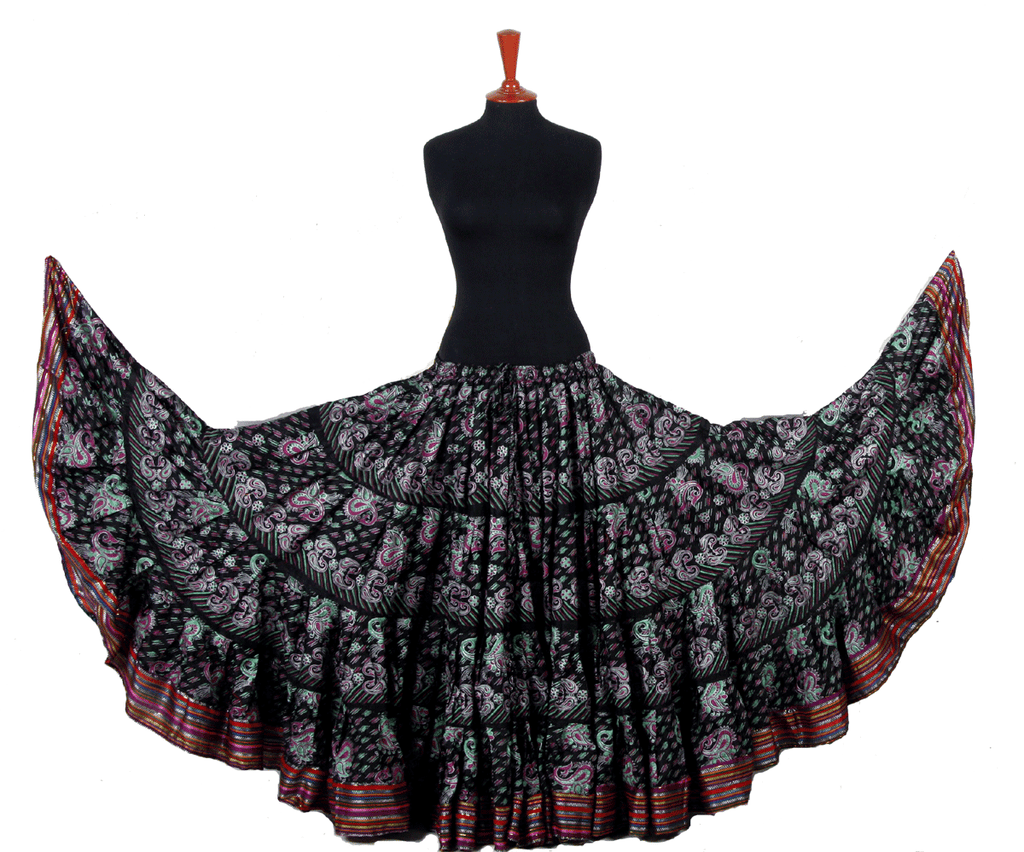 Block print funky paisley skirt with Padma border WLS