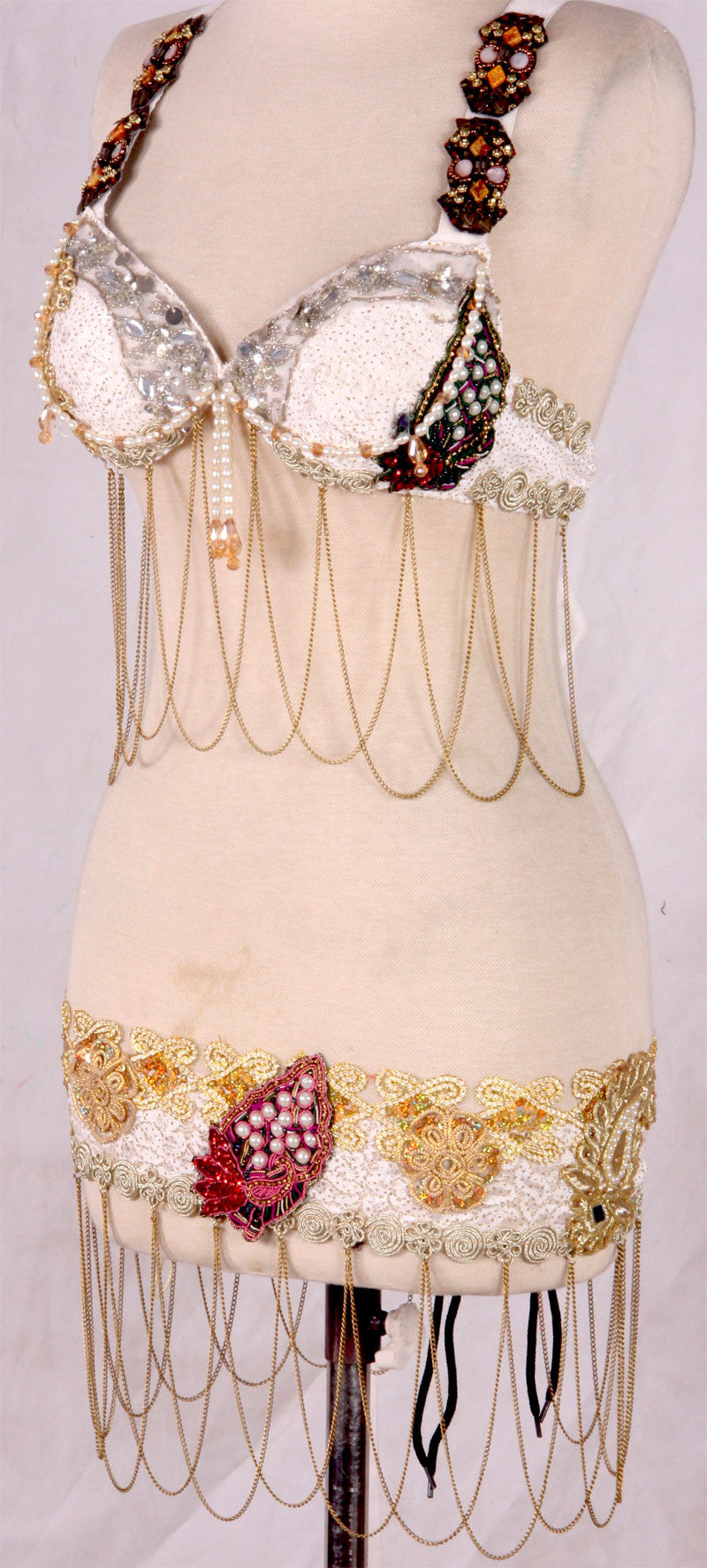 Peacock Ivory bra belt set