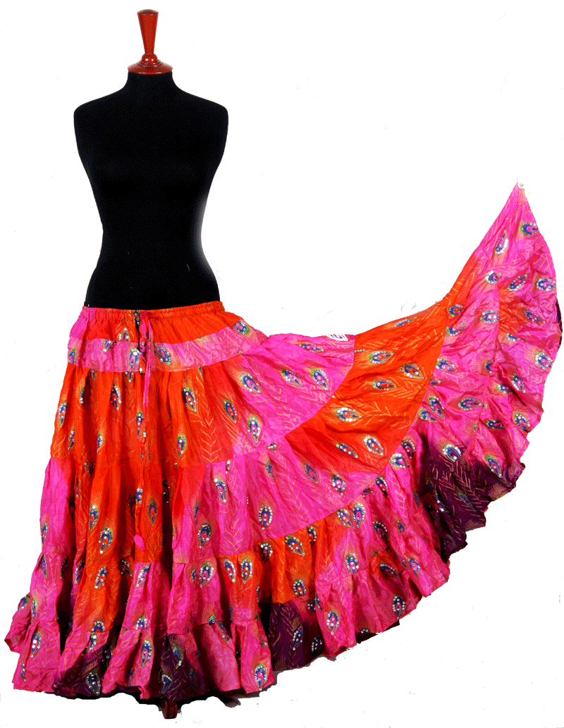 Block print skirt peacock Tye Dyed with sequin work