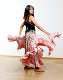 Block print skirt Pink embroidered with mirrors