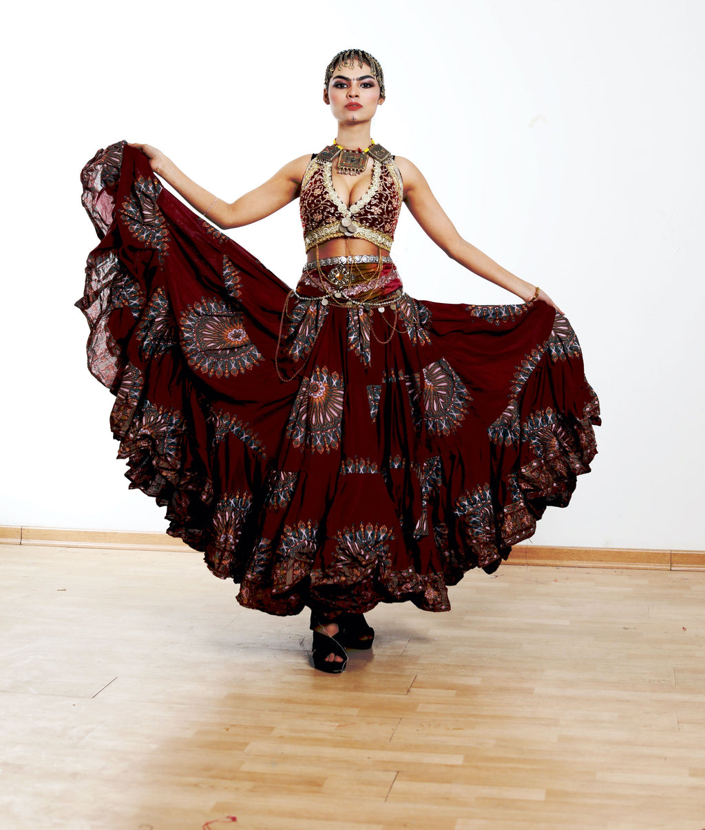 Digital print Skirt burgundy WLS