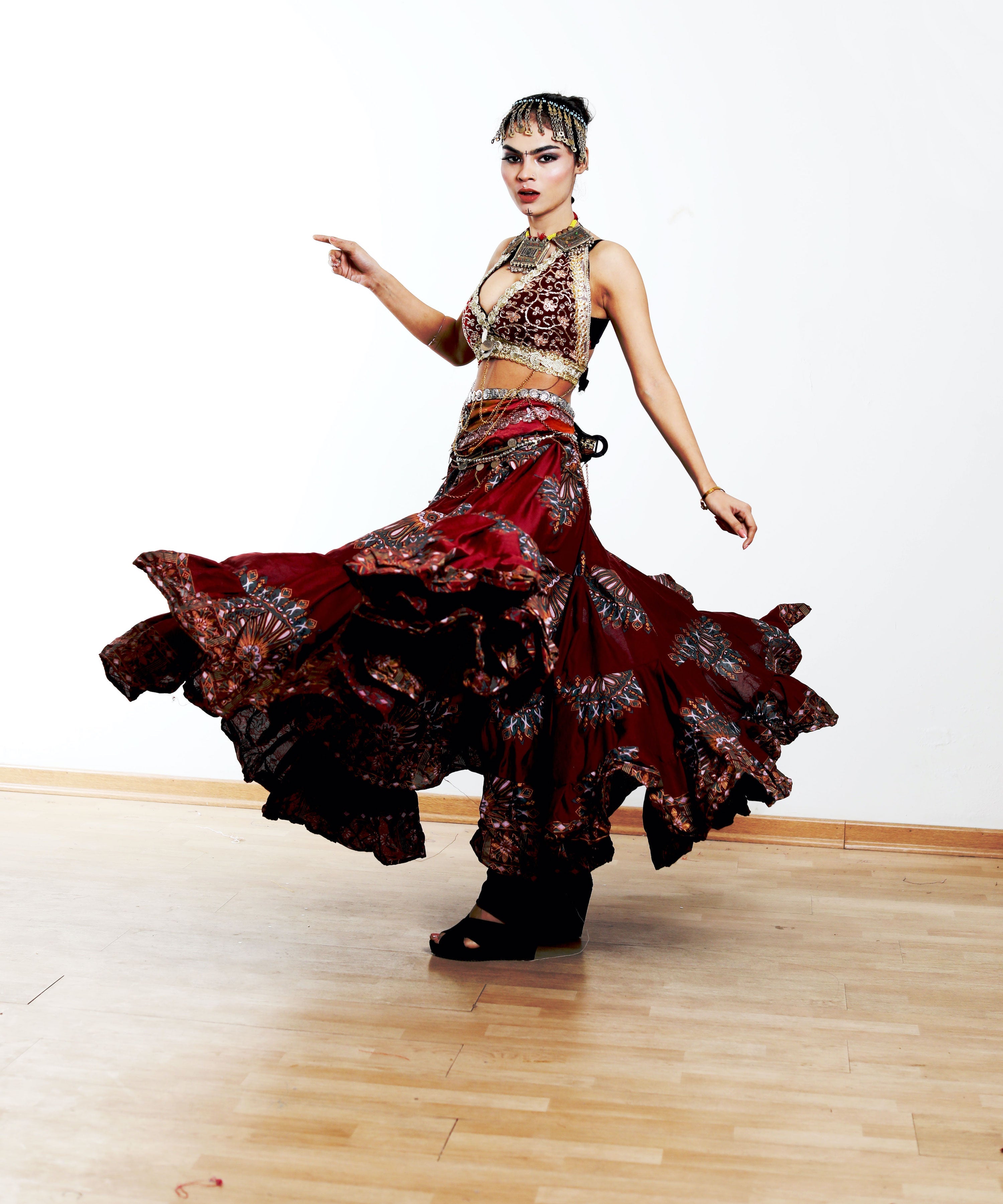 Digital print Skirt burgundy