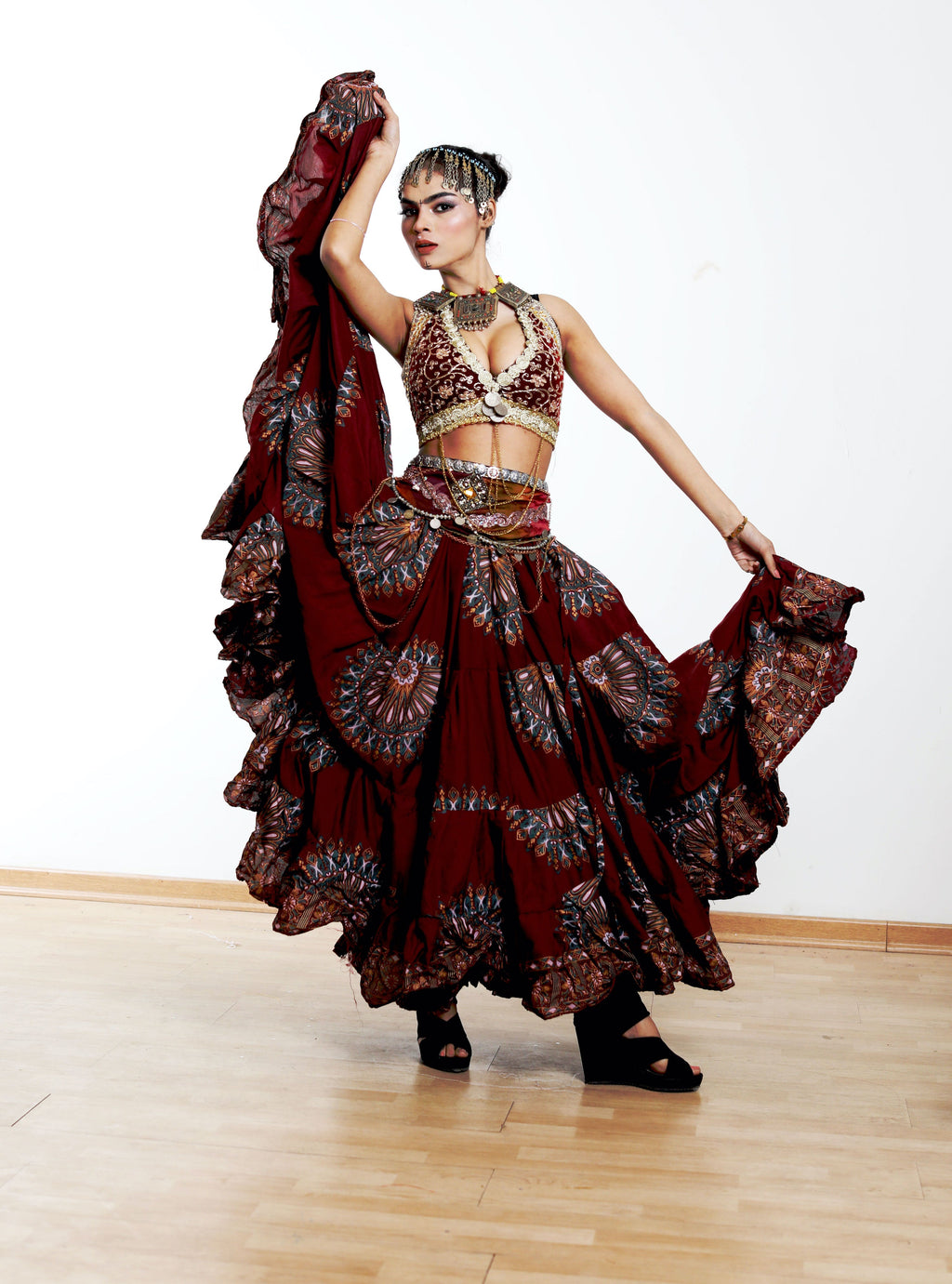 Digital print Skirt burgundy