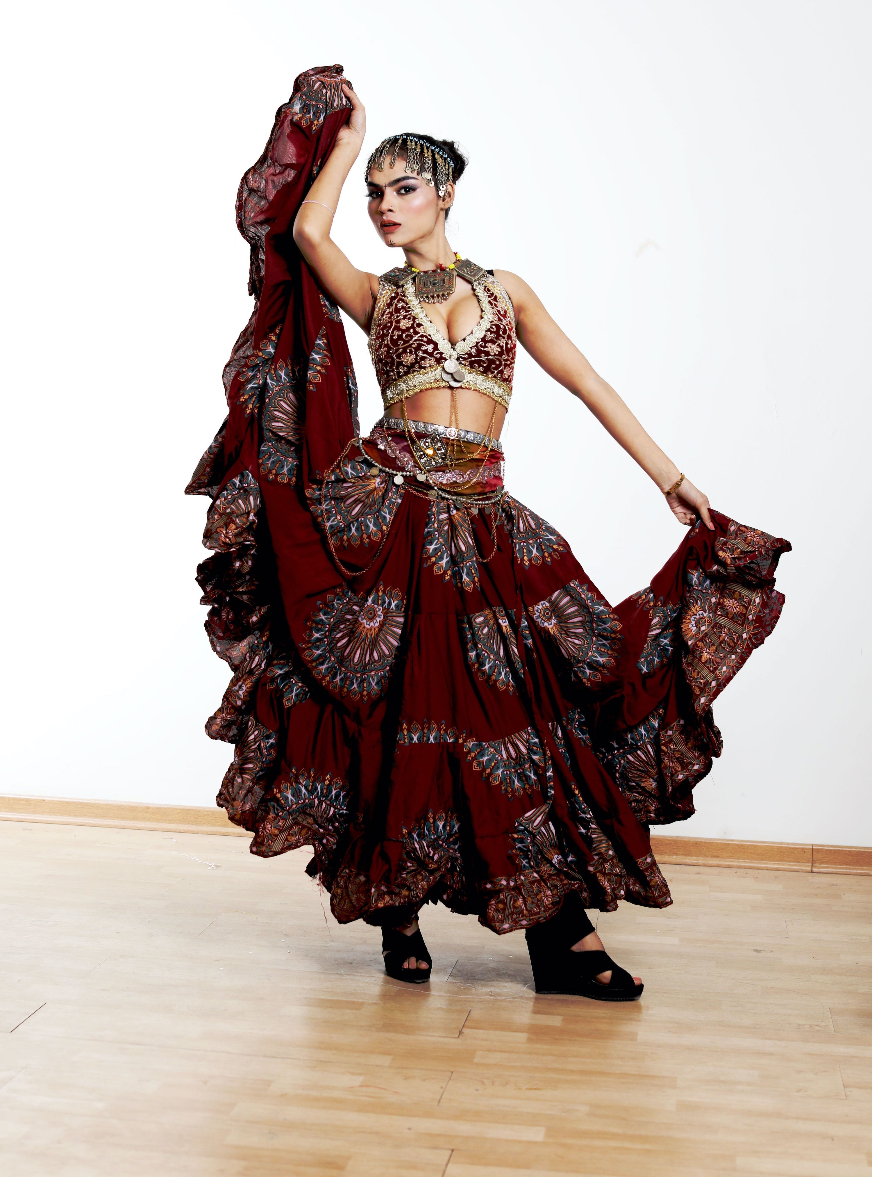 Digital print Skirt burgundy