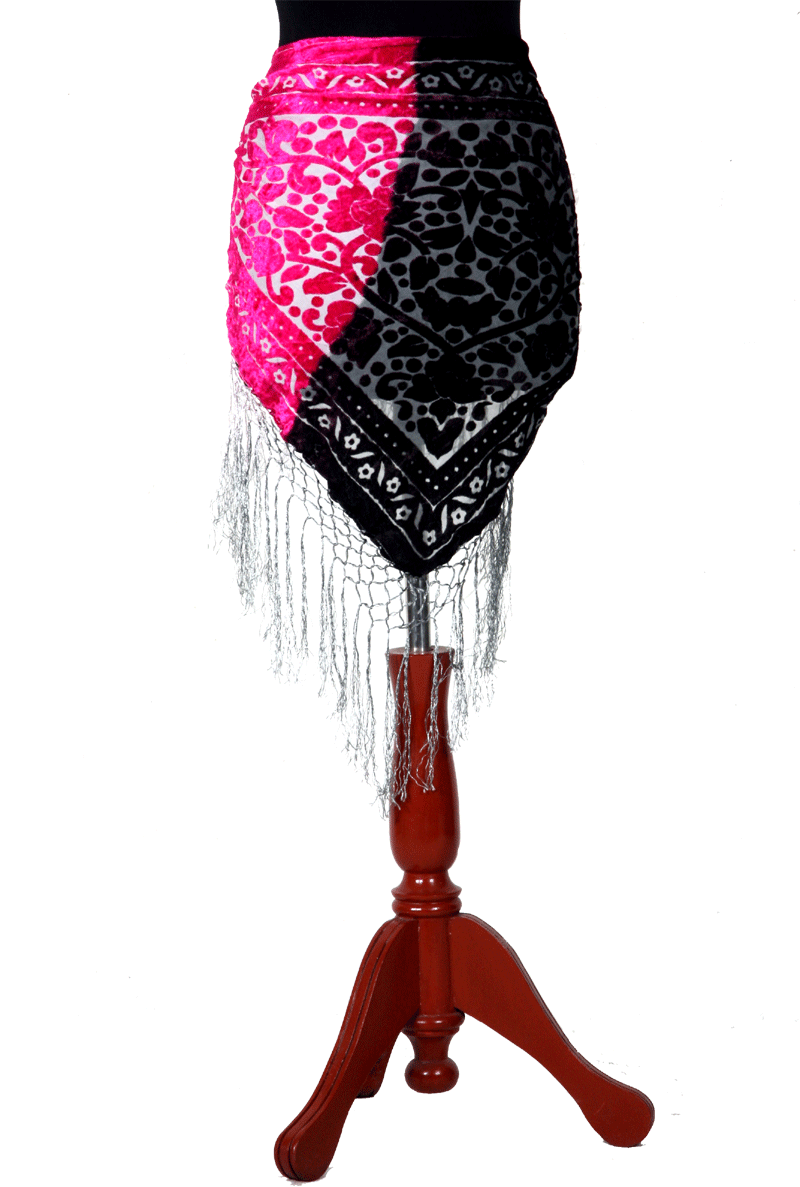 Burnout velvet hip scarf two tone pink/black WS