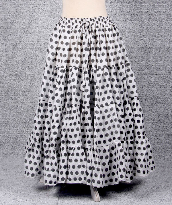 Polka Dot Skirt Block Print White/Black