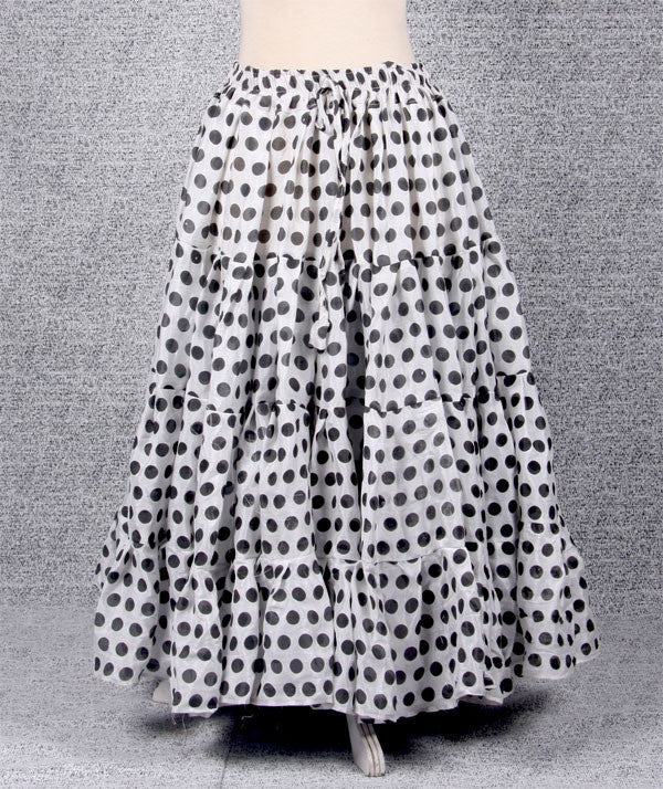 Polka Dot Skirt Block Print White/Black WS