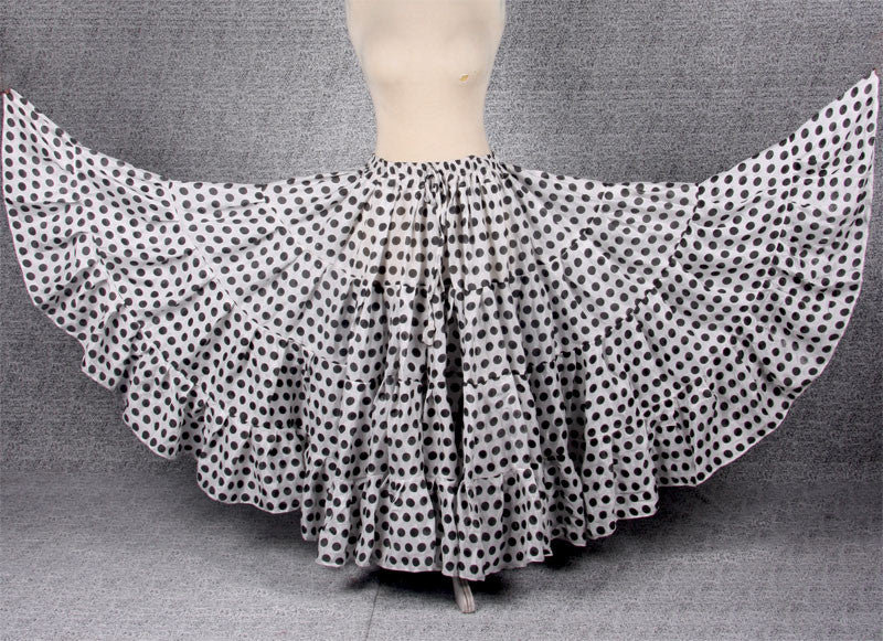 Polka Dot Skirt Block Print White/Black