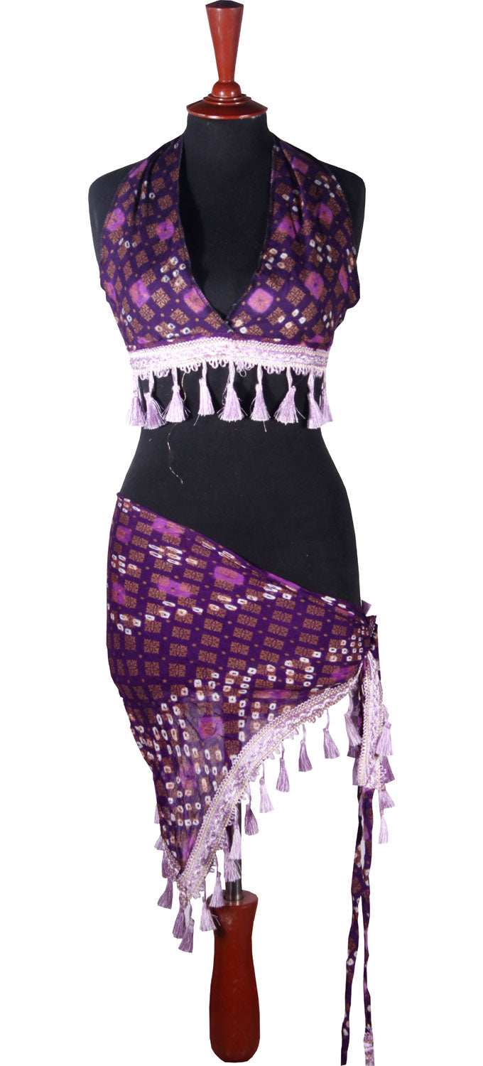 Block print Jaipur Choli/halter top purple