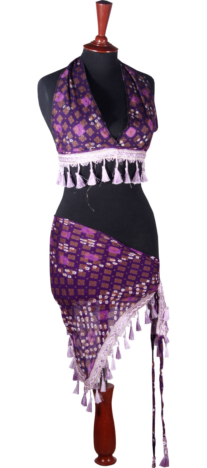 Block print Jaipur Choli/halter top purple WS