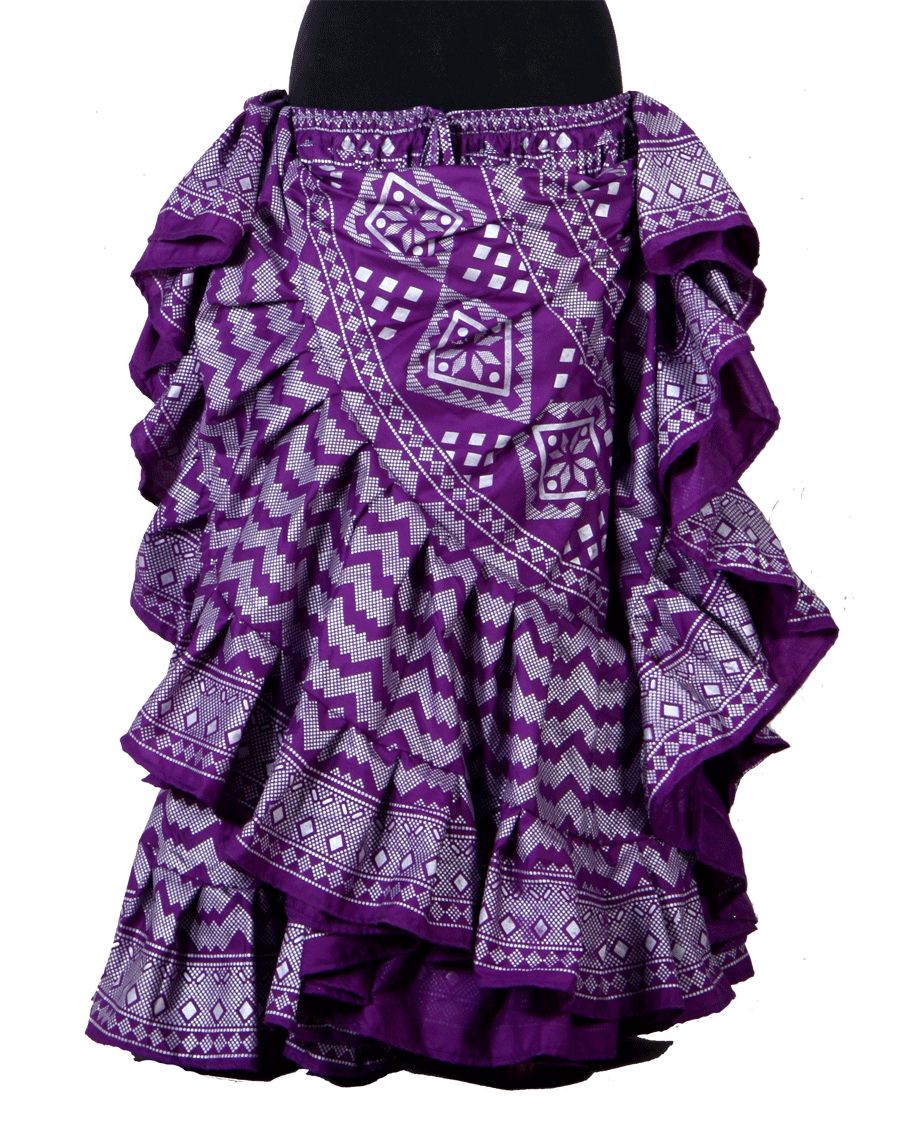 Block print assuit skirt purple/silver in polyester WLS