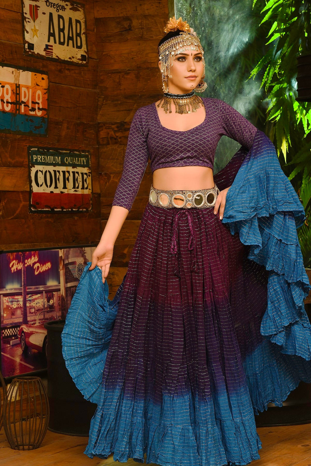 Purple assuit choli