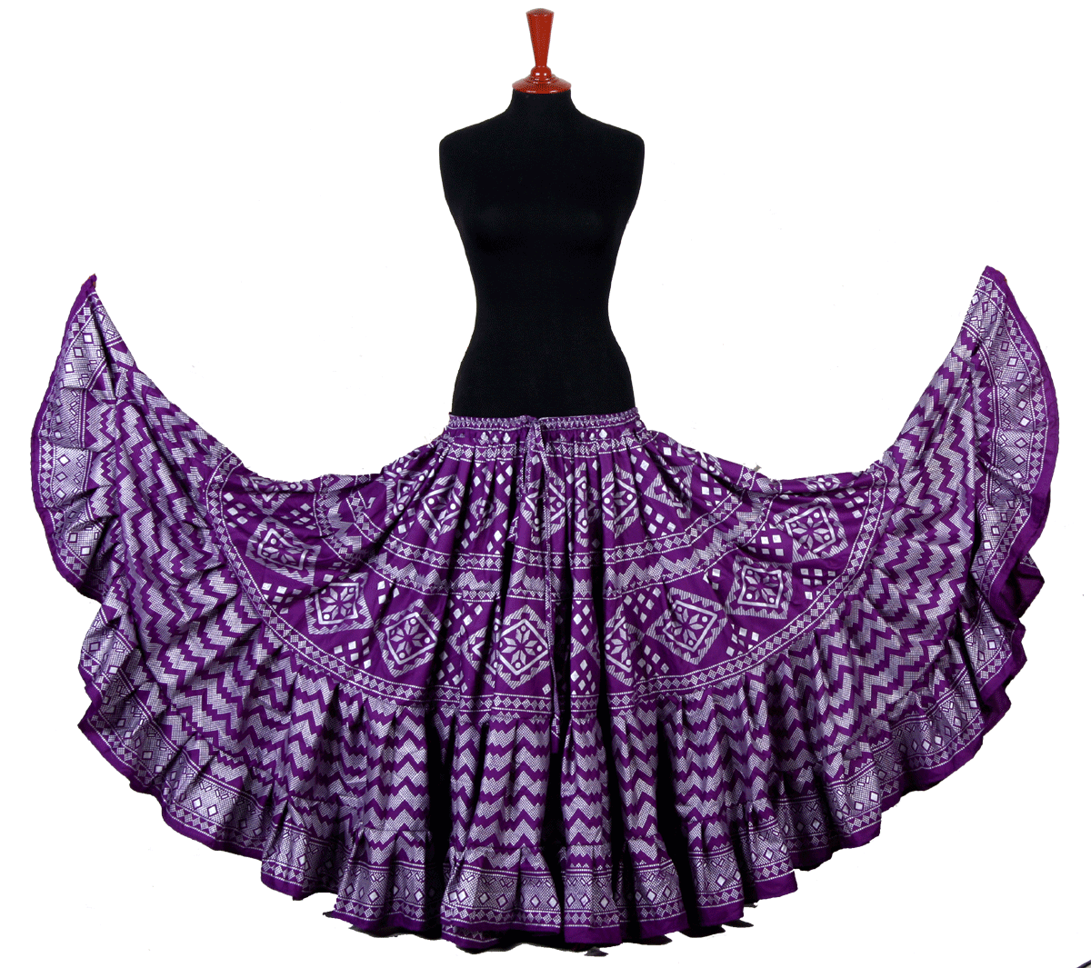 Block print assuit skirt purple/silver in polyester