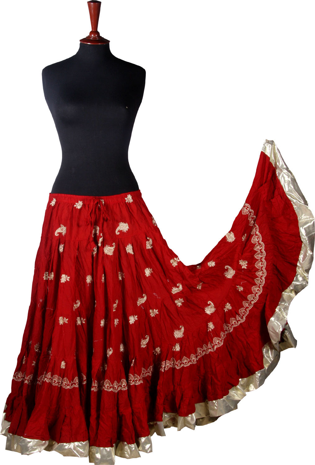 Red skirt with gold embroidery gold Border WLS
