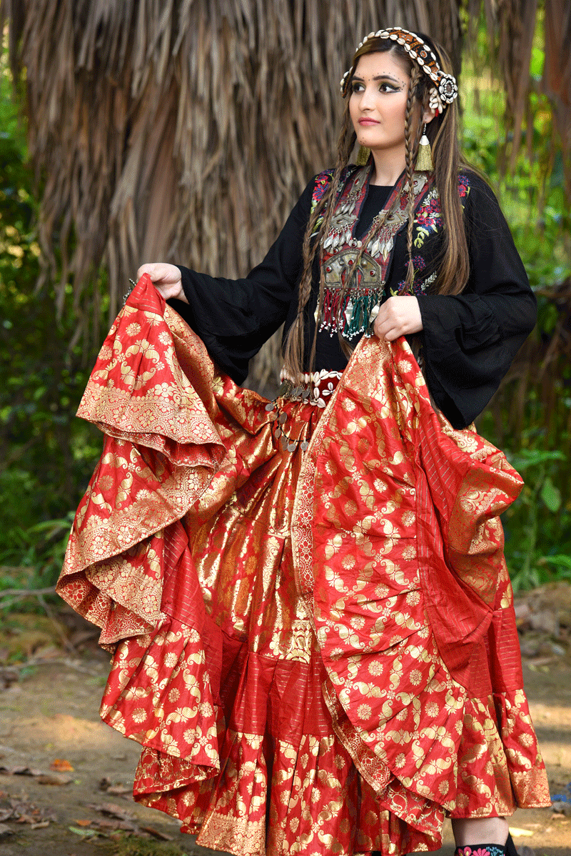 Red banarsi skirt WLS