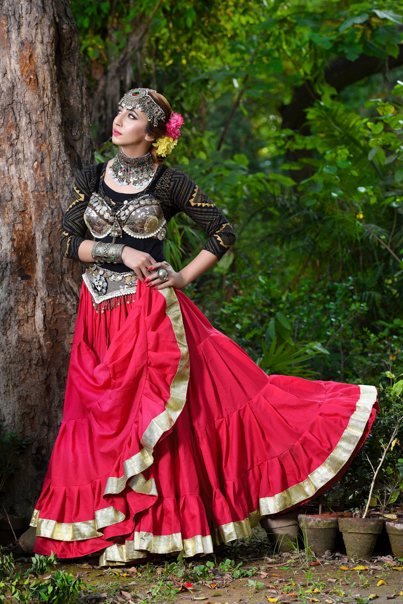 Gold border Skirt Bright pink WLS