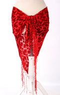 Burnout velvet hip scarf red