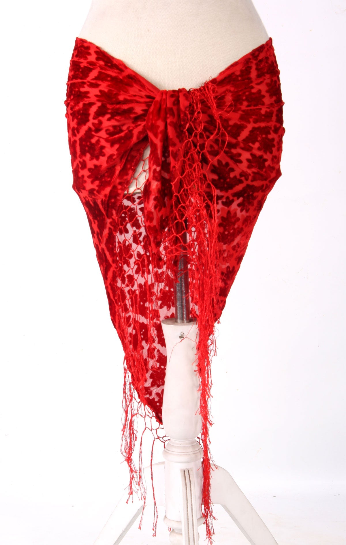 Burnout velvet hip scarf red