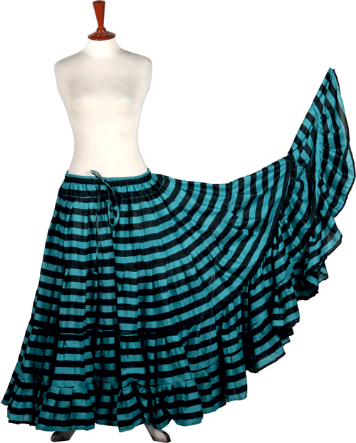 Black/Seagreen Stripe Skirt Block Print Skirt 25yards (100% Cotton)