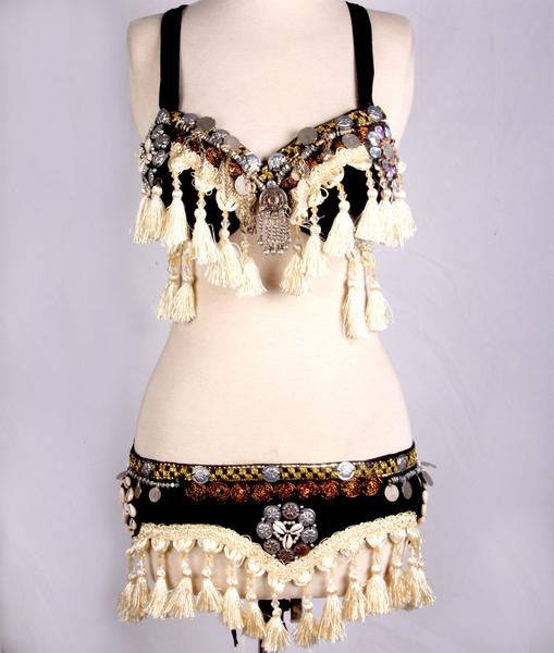 White tassel tribal belt