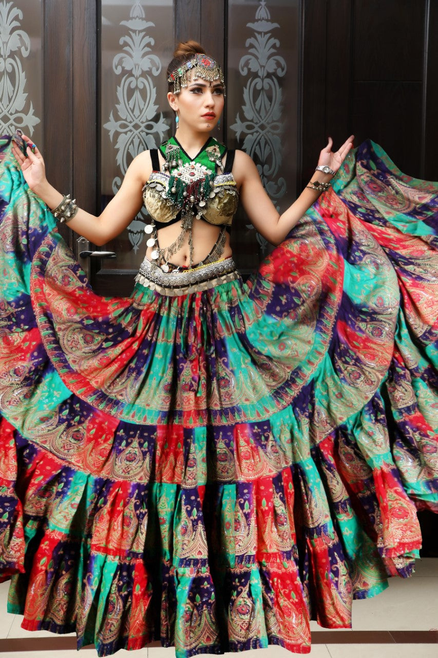 Block print skirt tie dye Beauty 4 Border skirt multi