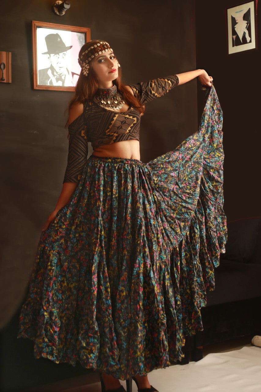 Digital print floral skirt WLS