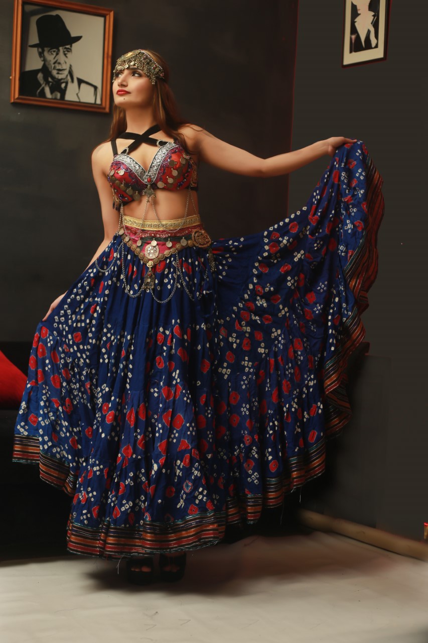 Jaipur multi dot padma skirt dark blue WLS